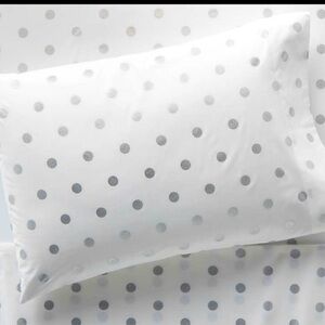 Land of Nod Gray Polka Dot Duvet Cover, Pillow and Pillowcase for Toddler Bed